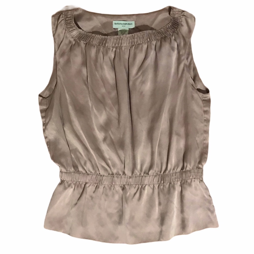 Banana Republic Taupe Satin Sleeveless Blouse